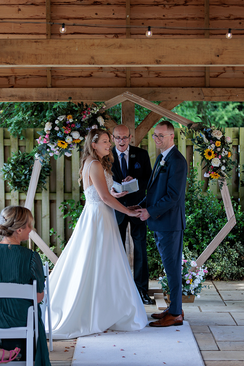 Outdoor wedding ceremony at The Wellington Arms